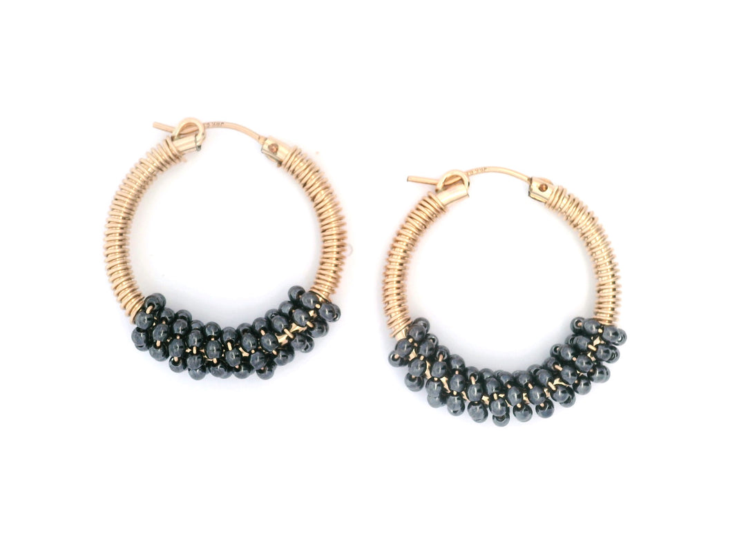 Luna Bubble Wrap Hematite Hoops