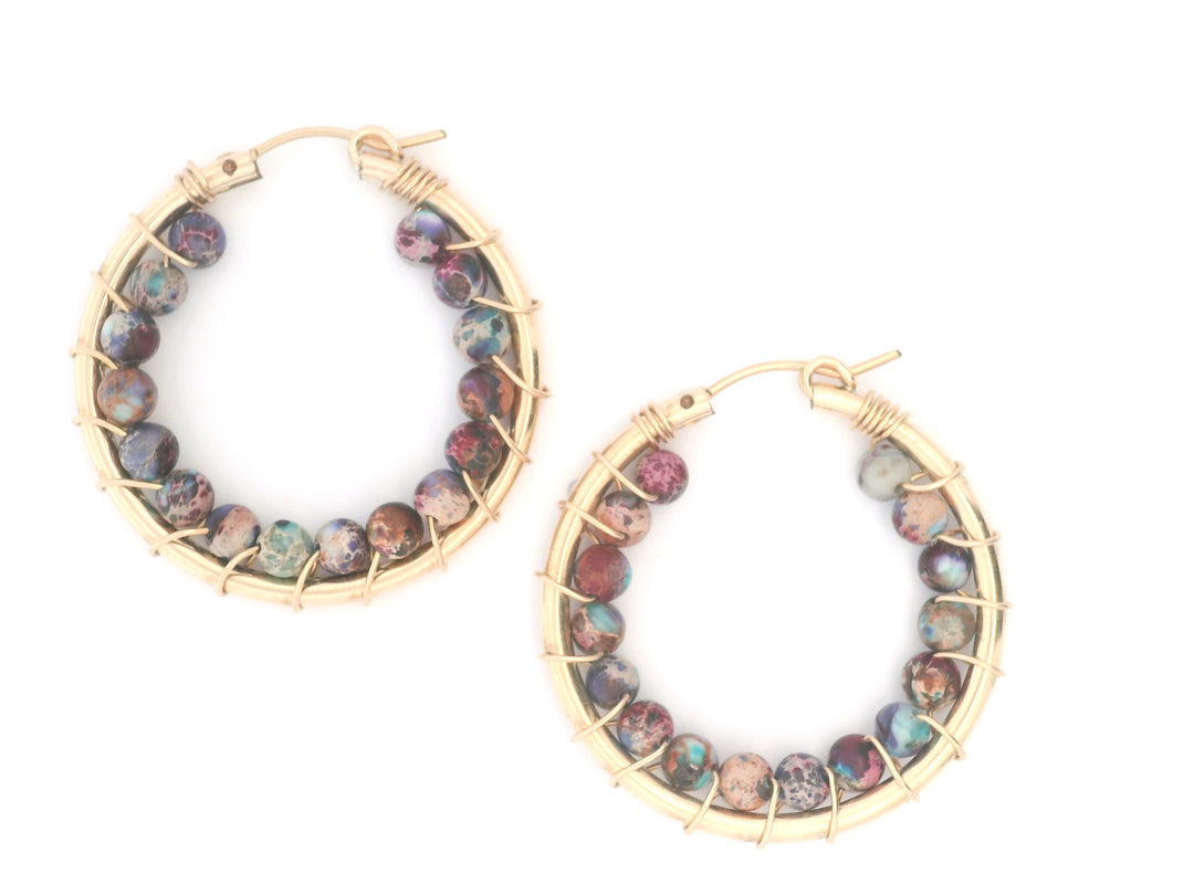 Fiora Multicolored Jasper Hoops