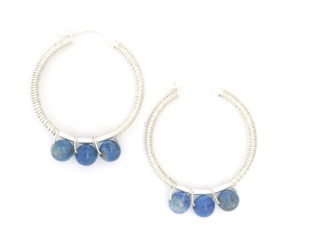 Mirella Lapis Lazuli Sterling Silver ARJ Iconic Hoops