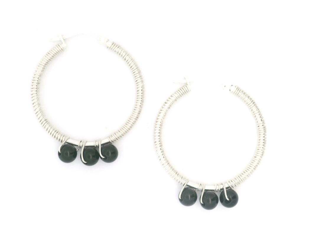 Naomi Black Onyx Sterling Silver ARJ Iconic Hoops