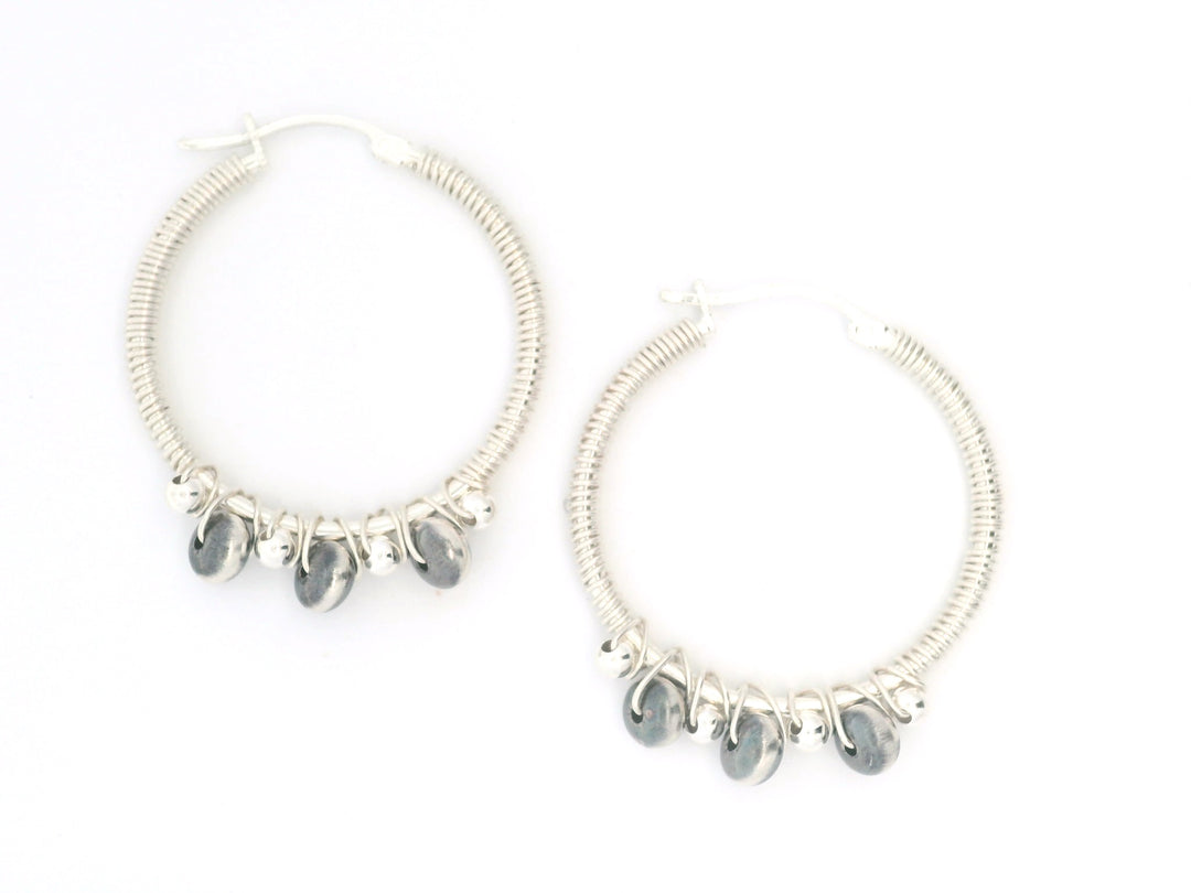 Elara Oxidized Sterling Silver Hoops