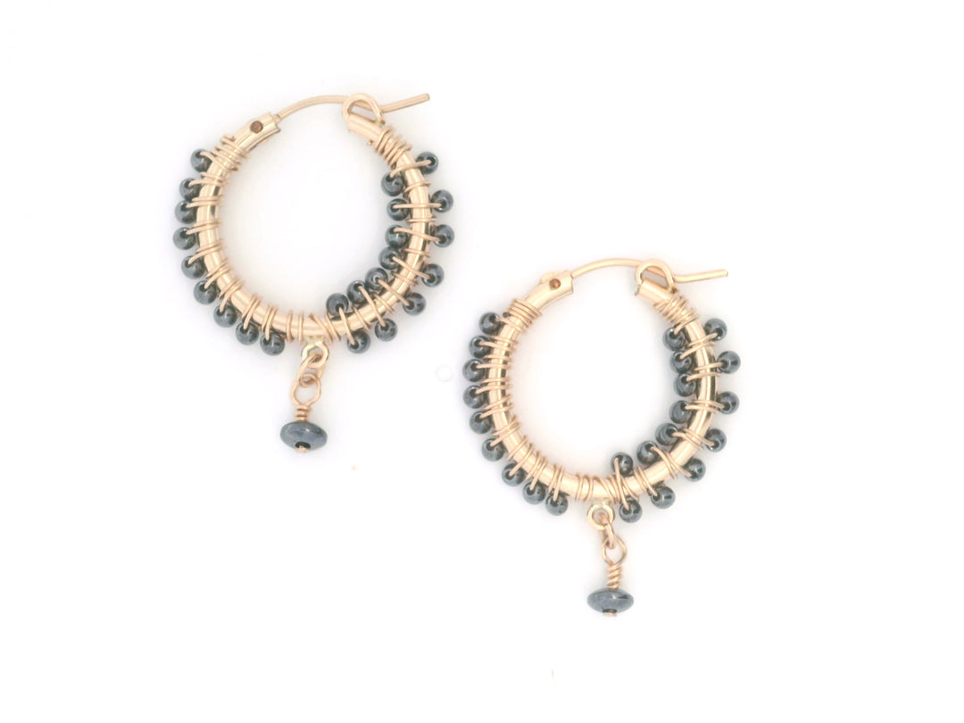 Riley Hematite Dangle Hoops