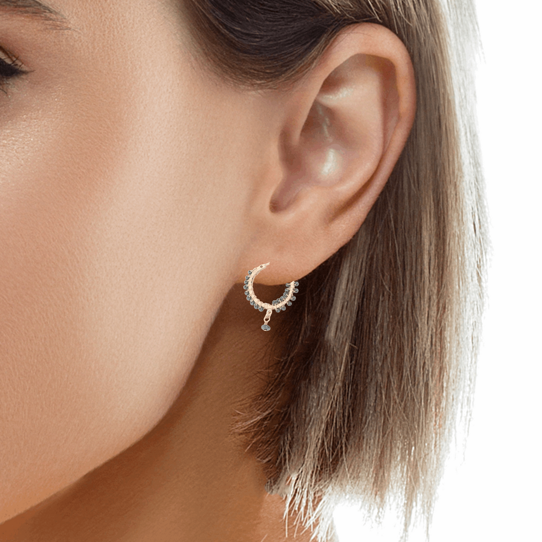 Riley Hematite Dangle Hoops