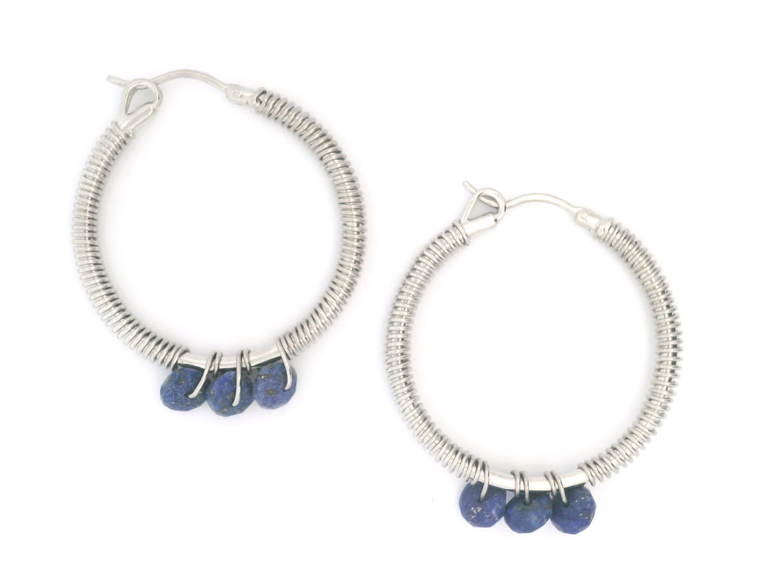 Bianca Lapis Lazuli Sterling Silver ARJ Iconic Hoops