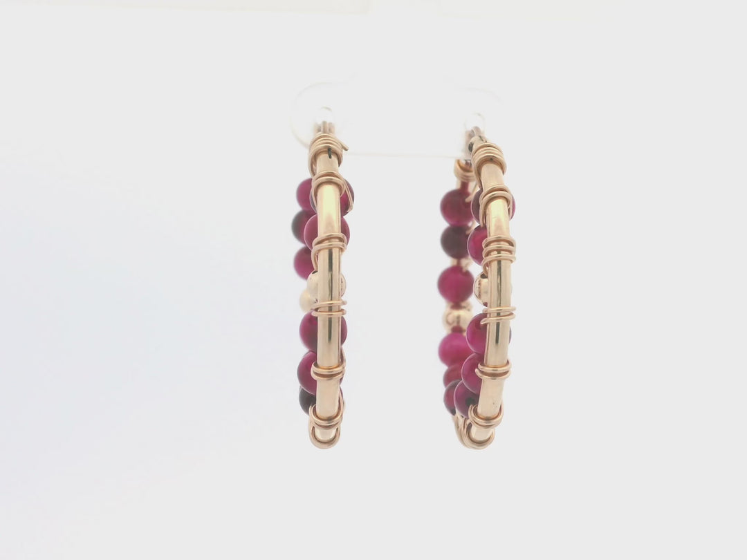 Ravello Rose Pink Tiger Eye Hoops