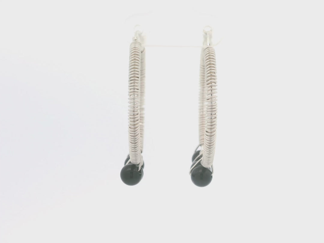 Naomi Black Onyx Sterling Silver ARJ Iconic Hoops